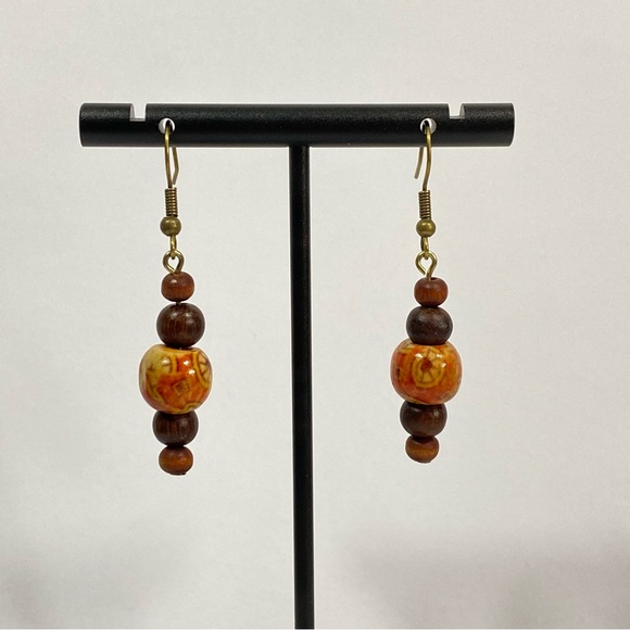 Hand Crafted Jewelry - ‘Sahara Daze’ Wood Bead Earrings
